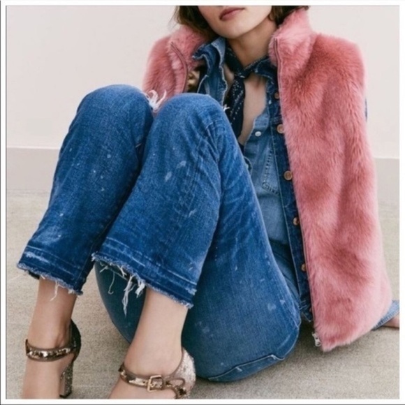 J. Crew • Gauva Berry Pink Faux Fur Vest - Picture 2 of 10